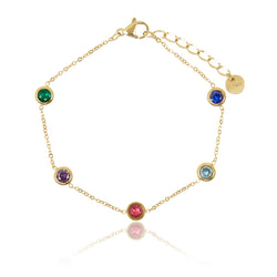 Multi-Colour Stone Bracelet - Gold