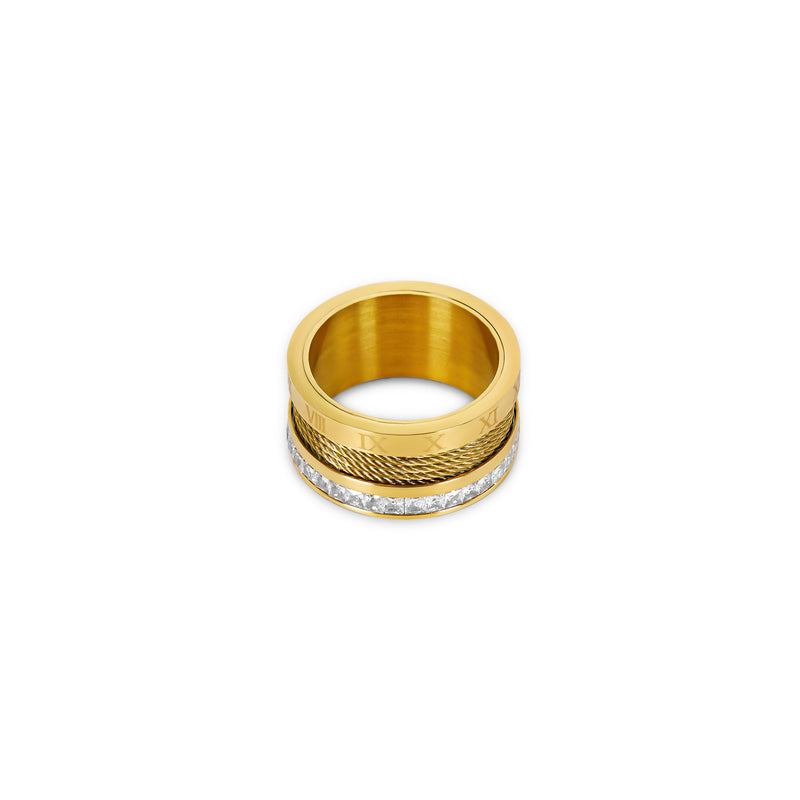 Dreifach Gestapelter Stein-Ring - Gold