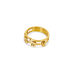 Numeral Stone Ring - Gold