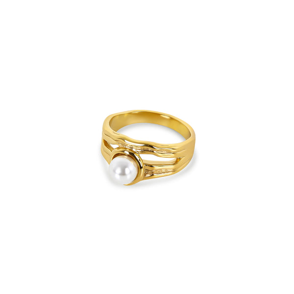 Abstract Pearl Ring  - Gold