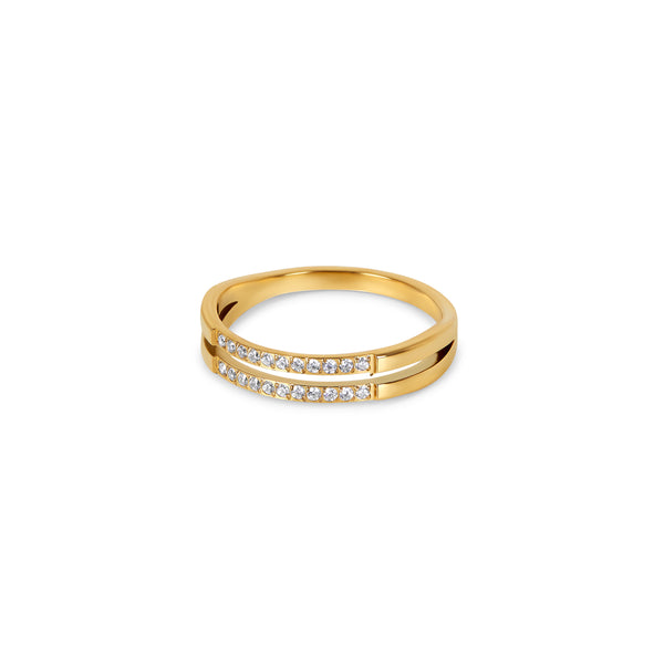 Double Layer Stone Ring- Gold