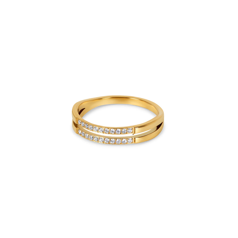 Double Layer Stone Ring - Gold