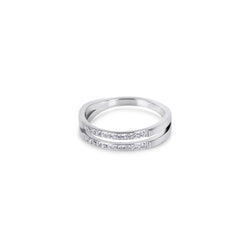 Double Layer Stone Ring - Silver