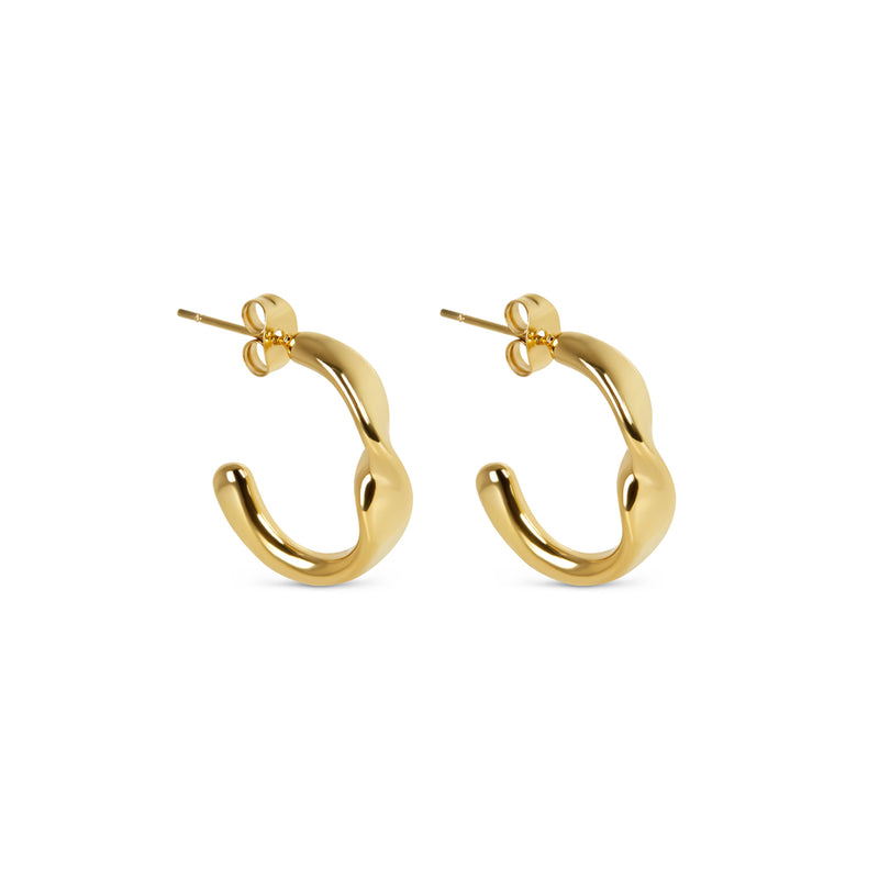 Sculpture Half Hoop Earrings - Gold