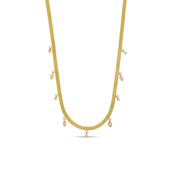 Stone Snake Chain Necklace - Gold