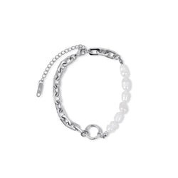 Perlenketten-Armband - Silber