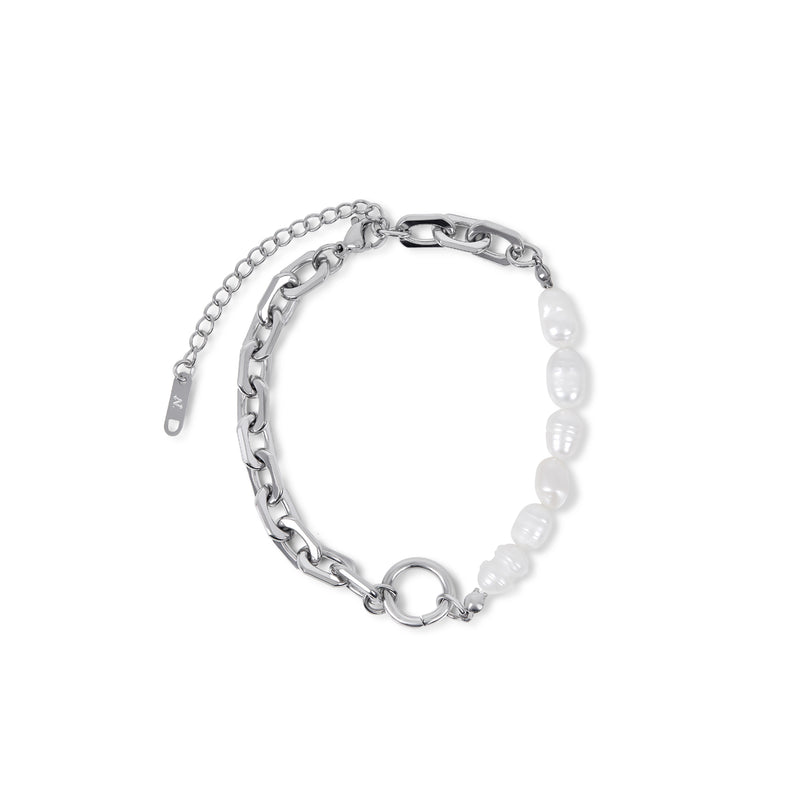 Pearl Chain Bracelet - Silver
