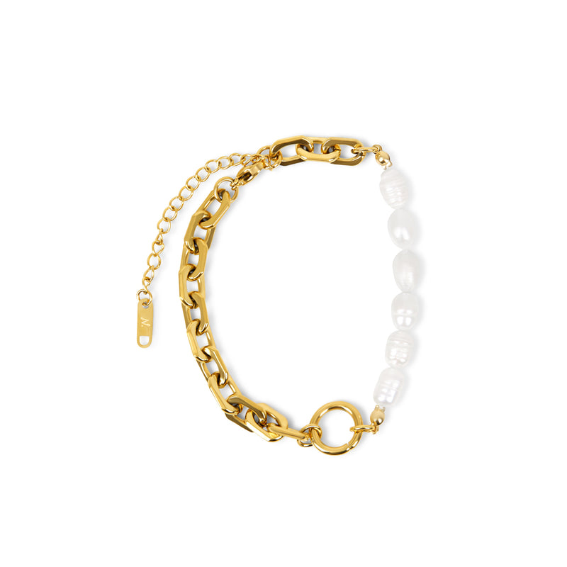 Pearl Chain Bracelet - Gold