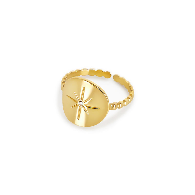 Nautical Star Adjustable Rope Ring - Gold
