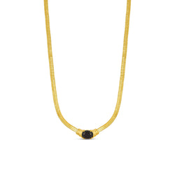 Onyx Gem Snake Chain Necklace - Gold