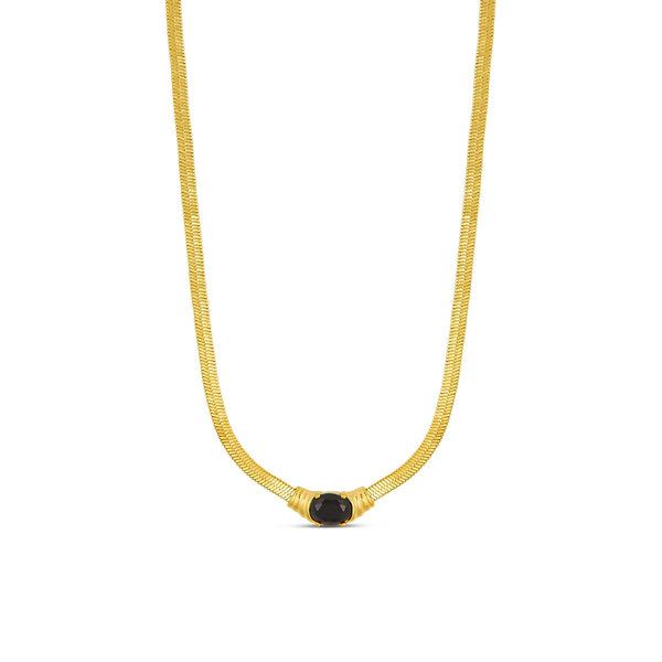 Onyx Edelstein-Schlangenkette Halskette - Gold