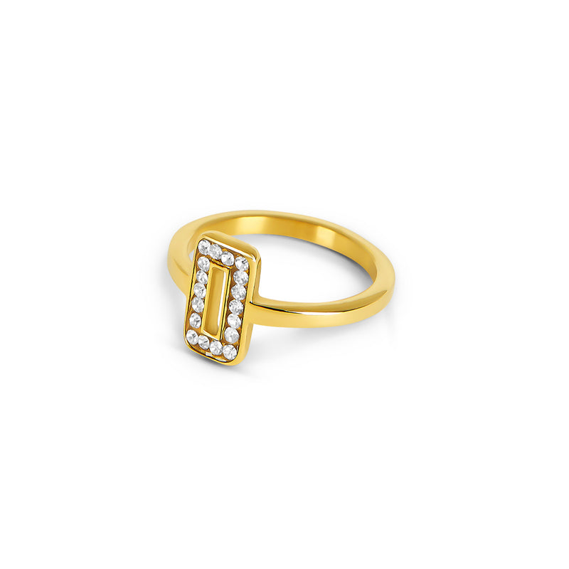 Rectangle Stone Pendant Ring - Gold