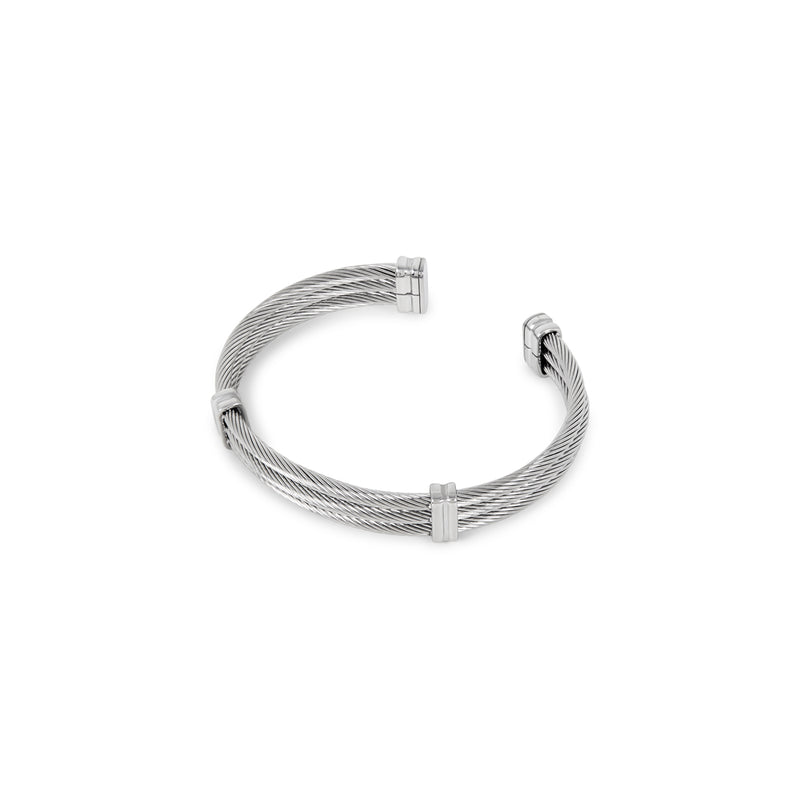 Wire Stack Bangle Bracelet - Silver
