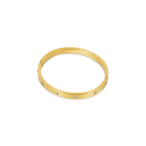 Numeral Stone Bangle - Gold