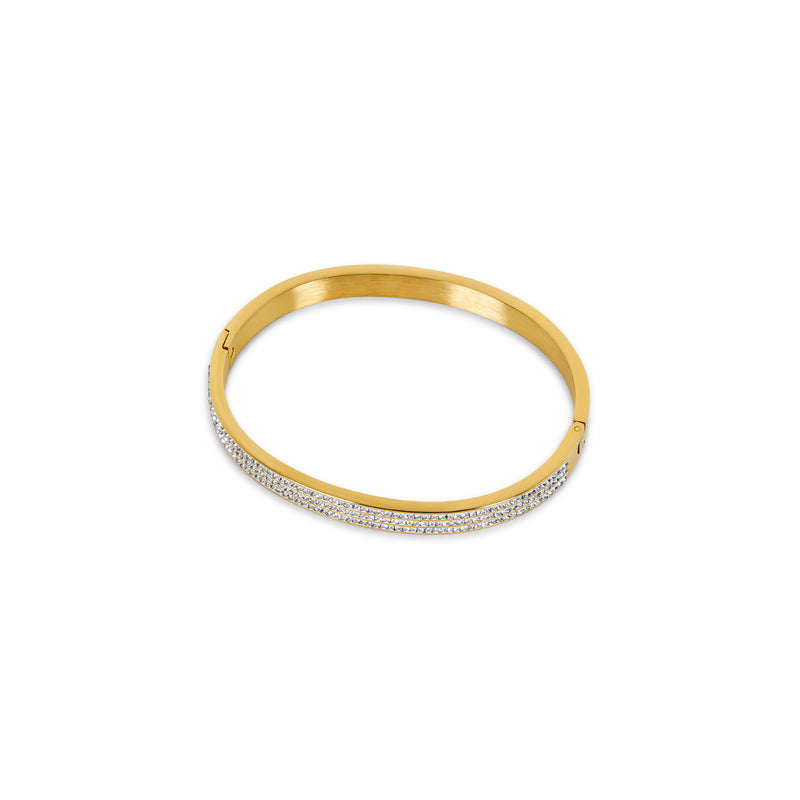 Luxe Stone Bangle Bracelet - Gold