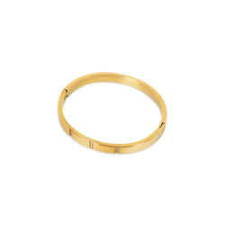 Linear Stone Bangle Bracelet - Gold