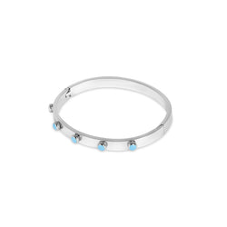 Aqua Stone Bangle Bracelet - Silver