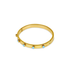 Aqua Stone Bangle Bracelet - Gold