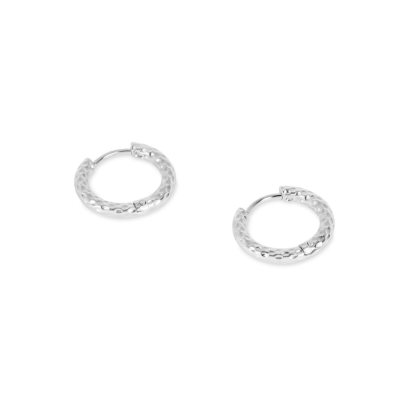 Textured Huggie Earrings - Silver