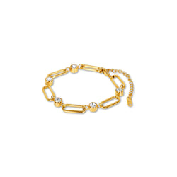 Oval Link Stone Chain Bracelet - Gold