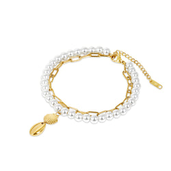 Pearl Shell Pendant Anklet - Gold