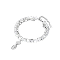 Pearl Shell Pendant Anklet - Silver