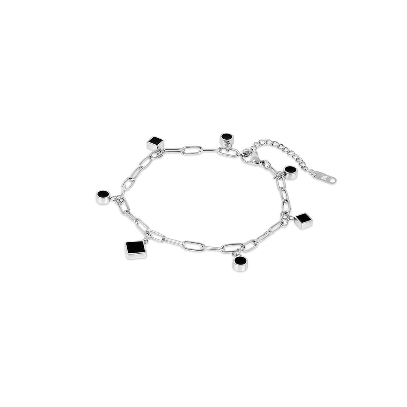 Onyx Clip Chain Anklet - Silver