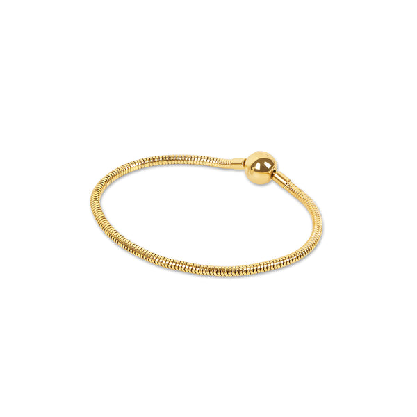 Snake Chain Ball Clasp Bracelet - Gold