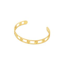 Hollow Clover Bangle - Gold