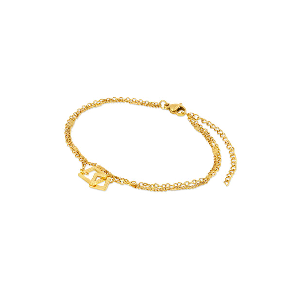 Square Link Pendant Bracelet - Gold