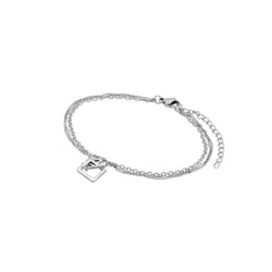 Square Link Pendant Bracelet - Silver