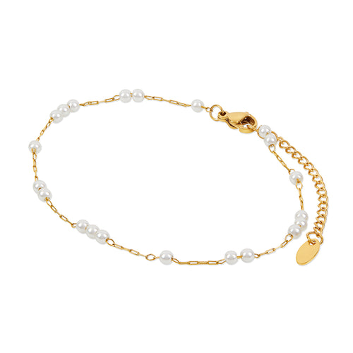 Dainty Pearl Anklet - Gold