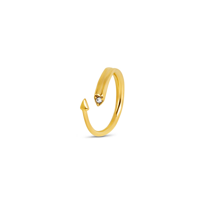 Arrow Heart Stone Ring - Gold