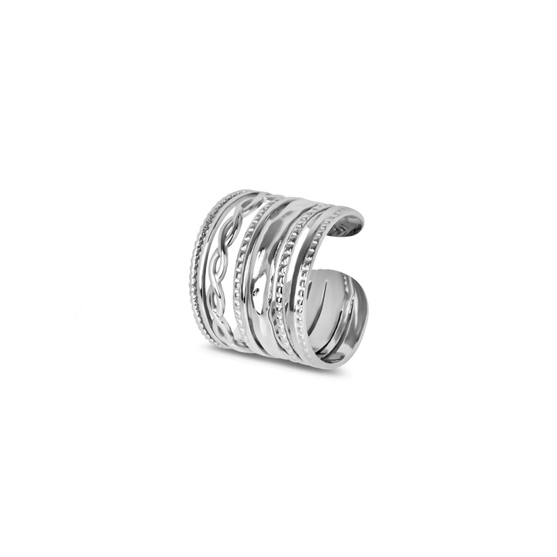 Hydra Stack Adjustable Ring - Silver