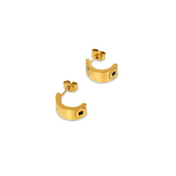 Square Monochrome Stud Earrings - Gold