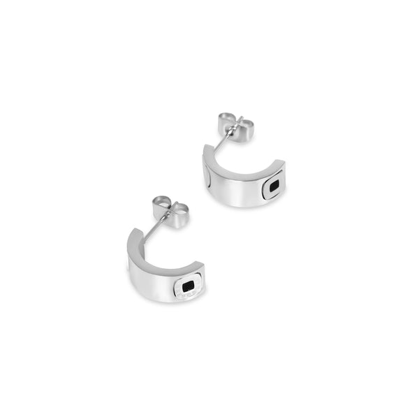 Square Monochrome Stud Earrings - Silver