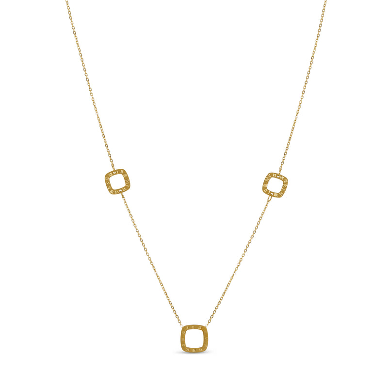 Square Regina Numeral Pendant Necklace - Gold