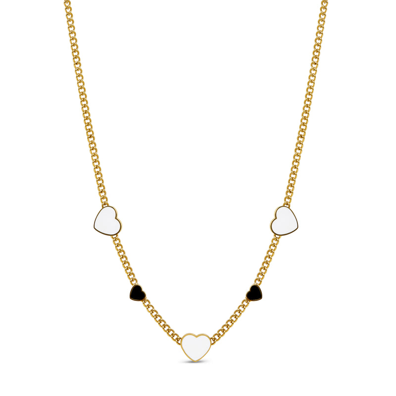Monochrome Hearts Necklace - Gold