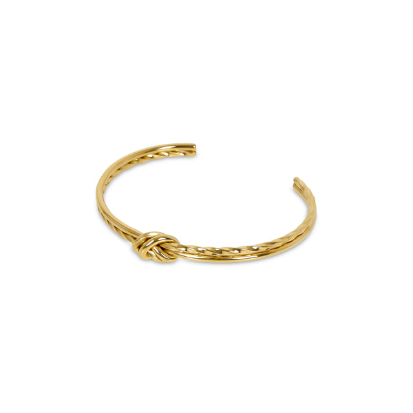 Twisted Knot Textured Bangle - Gold