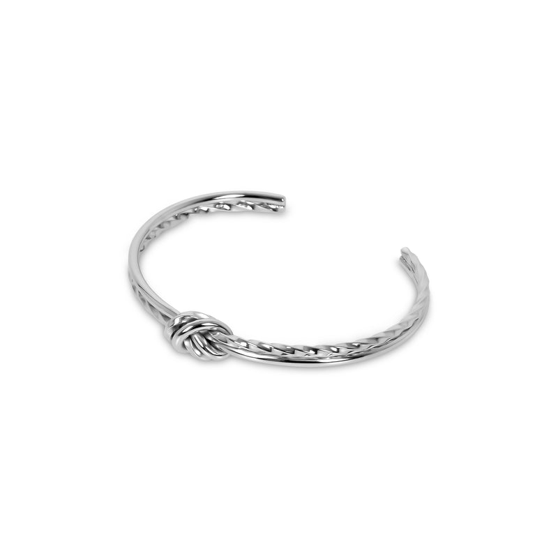 Twisted Knot Textured Bangle - Silver