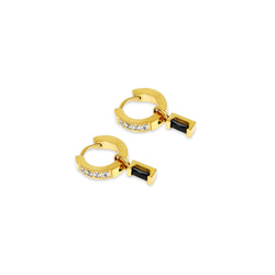 Opal Stone Huggie Earrings - Gold