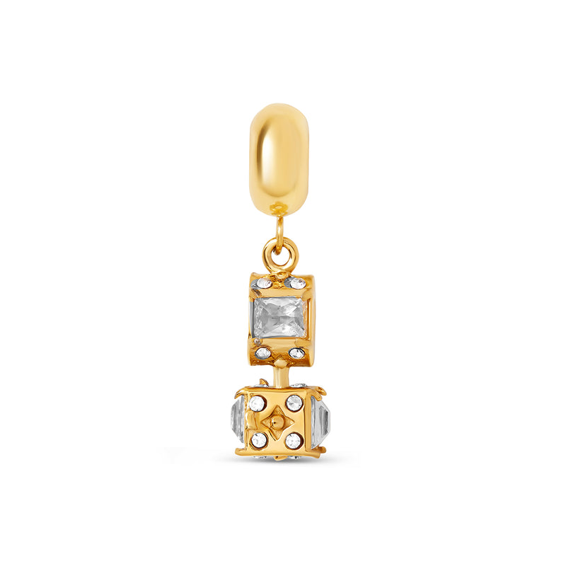 Dice Stone Charm - Gold