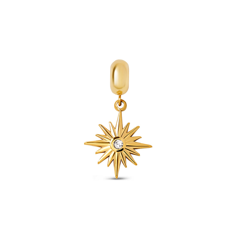 Nautical Star Stone Charm - Gold