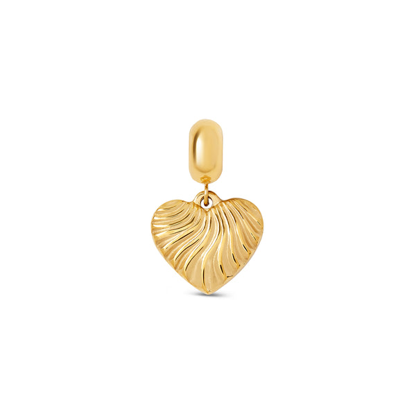 Textured Heart Charm - Gold