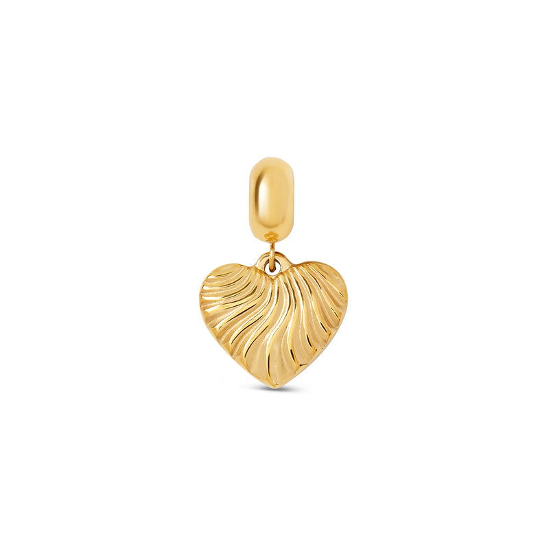 Textured Heart Charm - Gold