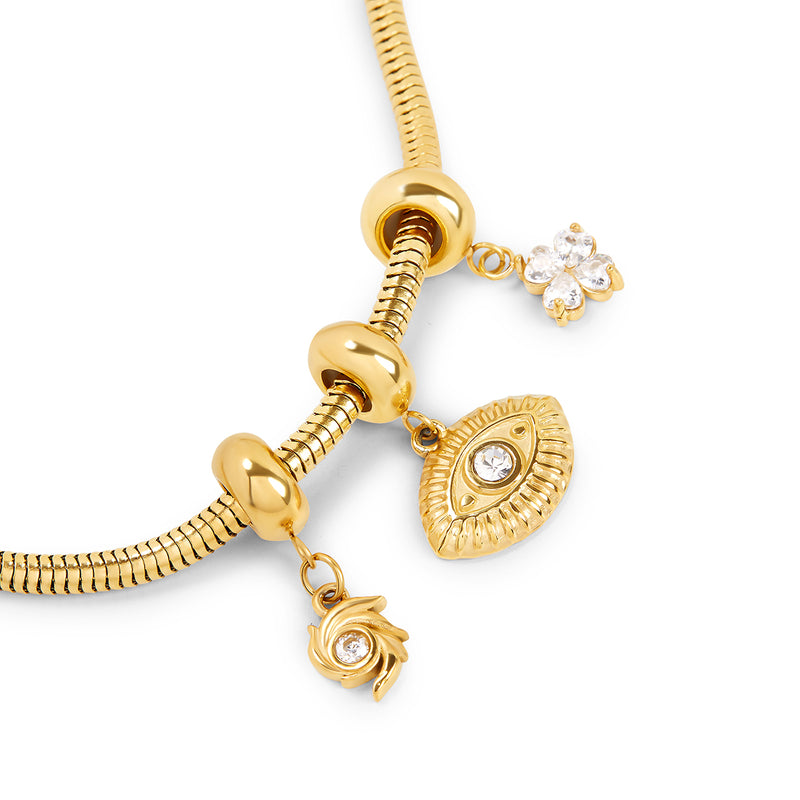 Snake Chain Ball Clasp Bracelet - Gold