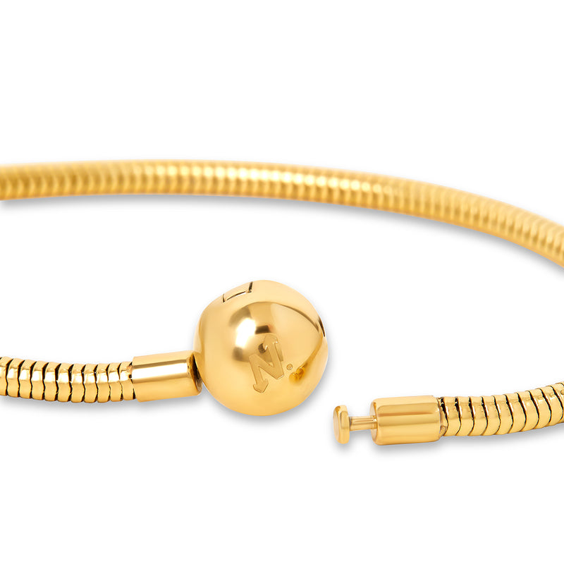 Snake Chain Ball Clasp Bracelet - Gold