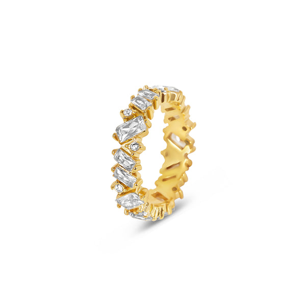 Stone CZ Baguette Cut Ring - Gold