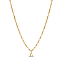 Curb Chain Initial Necklace - Gold