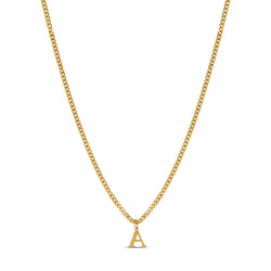 Curb Chain Initial Necklace - Gold